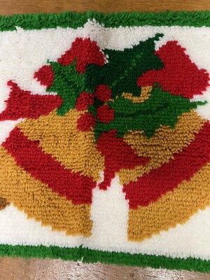 42×92 \"Holiday bells” ViNTAGE RUG Vintage Christmas Bells Rug, Festive Holiday Rug, Washable Area