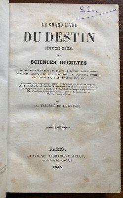 de la Grange: Allgemeines Verzeichnis Okkulte Wissenschaften 1845 Magie Schicksal Traum