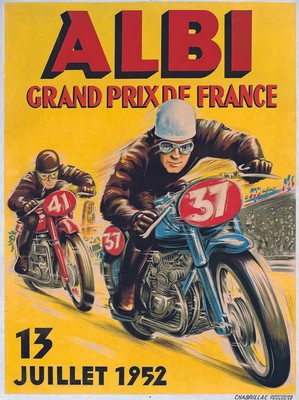 Anonymous ''Albi, Grand Prix de France'' Yellow Artwork PAPER or CANVAS Fine Art