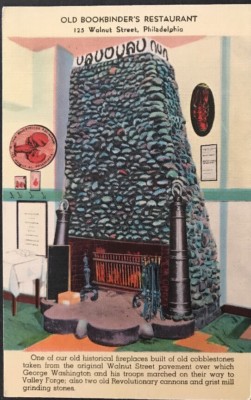 Philadelphia PA Postcard Old Bookbinders Restaurant Fireplace 