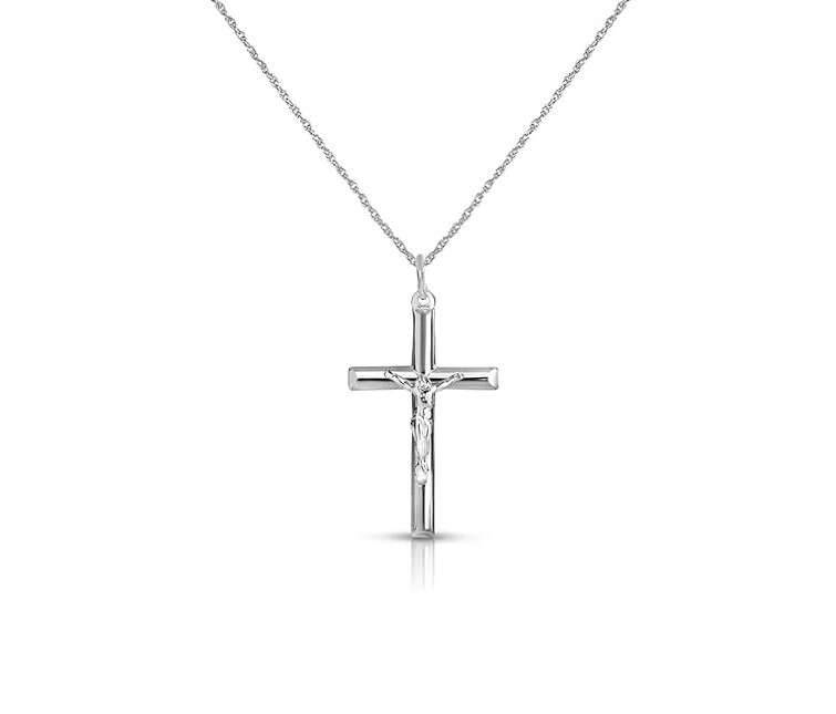 Jesus Rope Silver Chain 925 Sterling Silver Crucifix Jesus Cross Pendant Rope Chain Necklace 16 ...