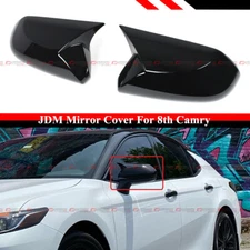 FOR 2018-2024 TOYOTA CAMRY M STYLE GLOSS BLACK SIDE MIRROR COVER ADD ON OVERLAYS