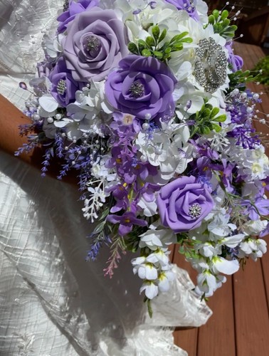 Bride Bouquet, Purple cascade bouquet, wedding bouquet, Quinceanera bouquet - Picture 6 of 8