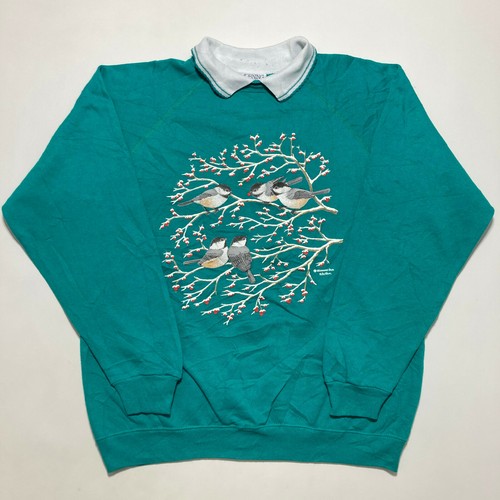 Vintage Ladies Sweatshirt Winter Birds 