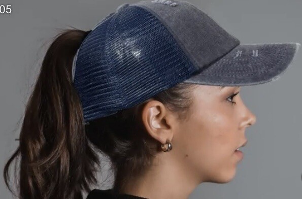 Ponytail Baseball Cap KBETHOS Mesh Caps Plain Adjustable NAVY BLUE