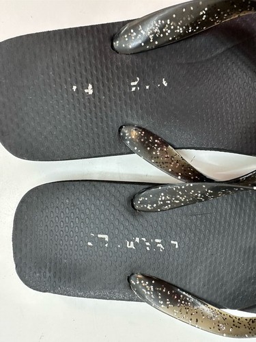 Roca Wear Womens Flip Flops Size 6 Joice Black SparkleY2K Logo Gem Thong - Picture 2 of 8