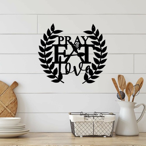 Black Farmhouse Kitchen Décor Eat Pray Love Sign for Wall Decor Dining Room Sign - Picture 1 of 7