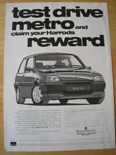 METRO TEST DRIVE AND GET HARRODS REWARD 1992 POSTER ADVERT A4 SIZE FILE 19