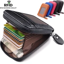 Unisex RFID Blocking Slim Wallet Leather Money Cash Credit Card ID Holders Purse