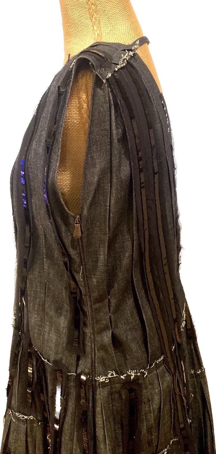 BOTTEGA VENETA ABSOLUTELY FABULOUS DENIM DRESS WITH UNIQUE SEQUINS DESIGN, S image 4