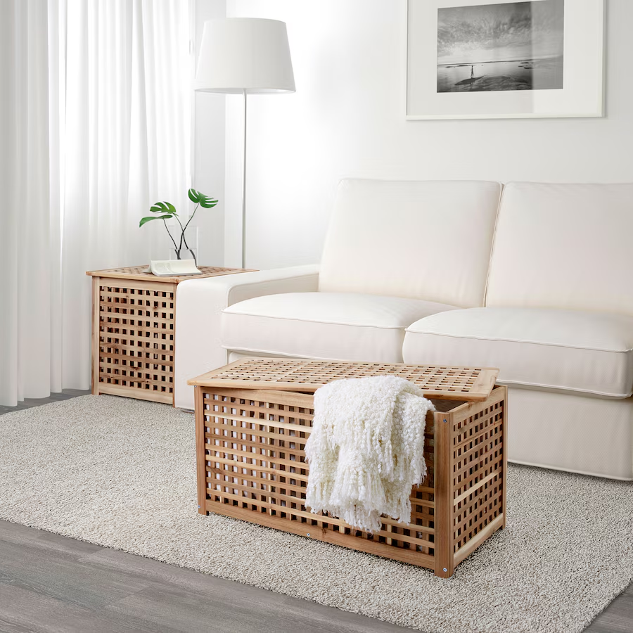 New IKEA HOL Storage/Side Table Acacia 98x50 cm Furniture Durable