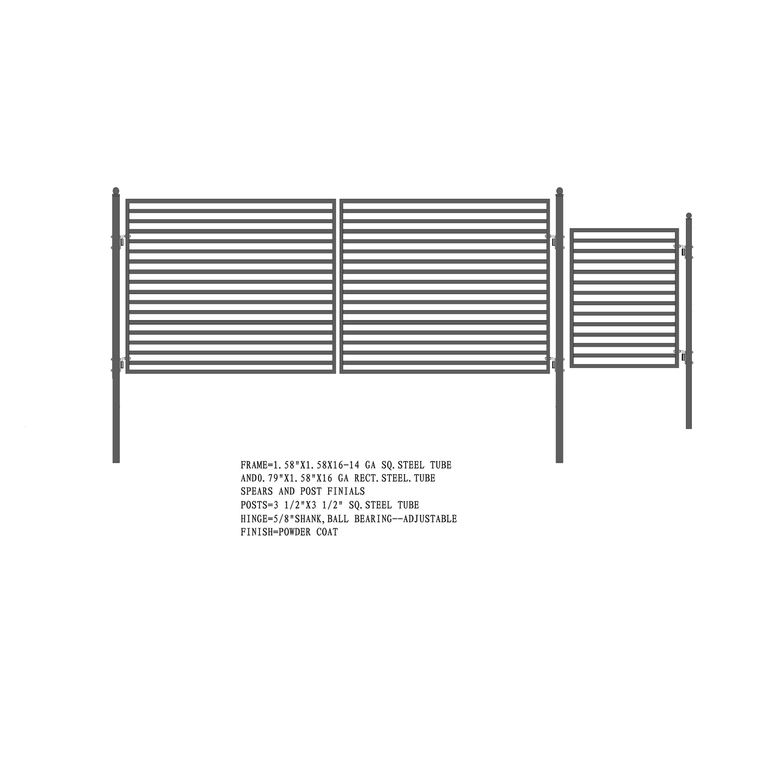 ALEKO Dual Swing Steel Milan Style Driveway Gate 12 ft with Pedestrian Gate
