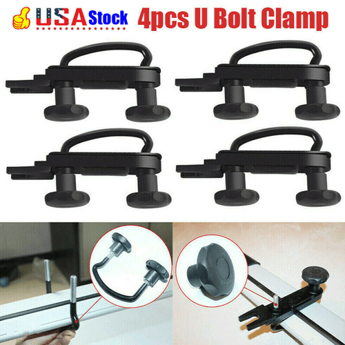 4pcs Universal Roof BoxCar Van Mounting Fitting U-Bolts Roof Rack Bracket Kit US - 第 1/12 張圖片