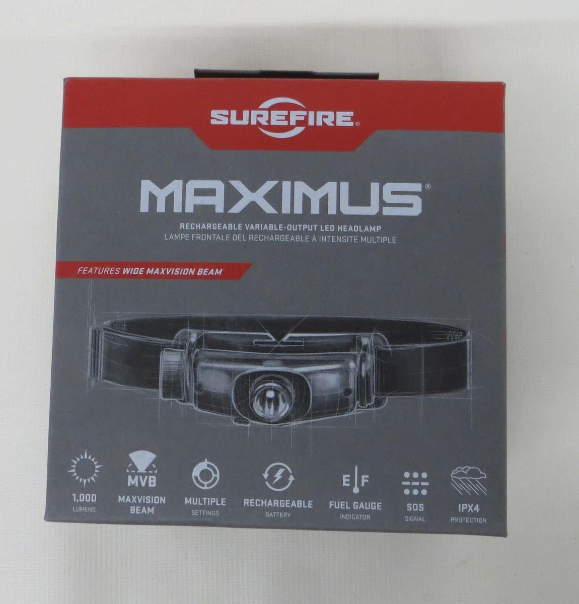 SureFire Maximus Rechargeable Variable-Output LED Headlamp 1000 Lumens HS3-A-BK
