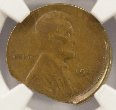 1947-S 1c Wheat Cent 3% Off-Center & 8% Ragged Clip NGC F12