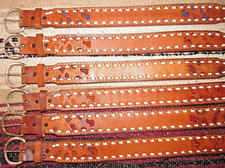 Vintage Western C M Buckstitch Inlay Leather Belts 6 pc Size 22 NEW