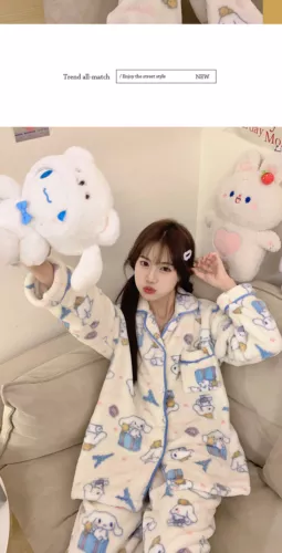 Cinnamoroll Nachtwäsche Winter verdickt Pyjama Pyjamahose Set Roben CARTOON - Bild 11 von 12