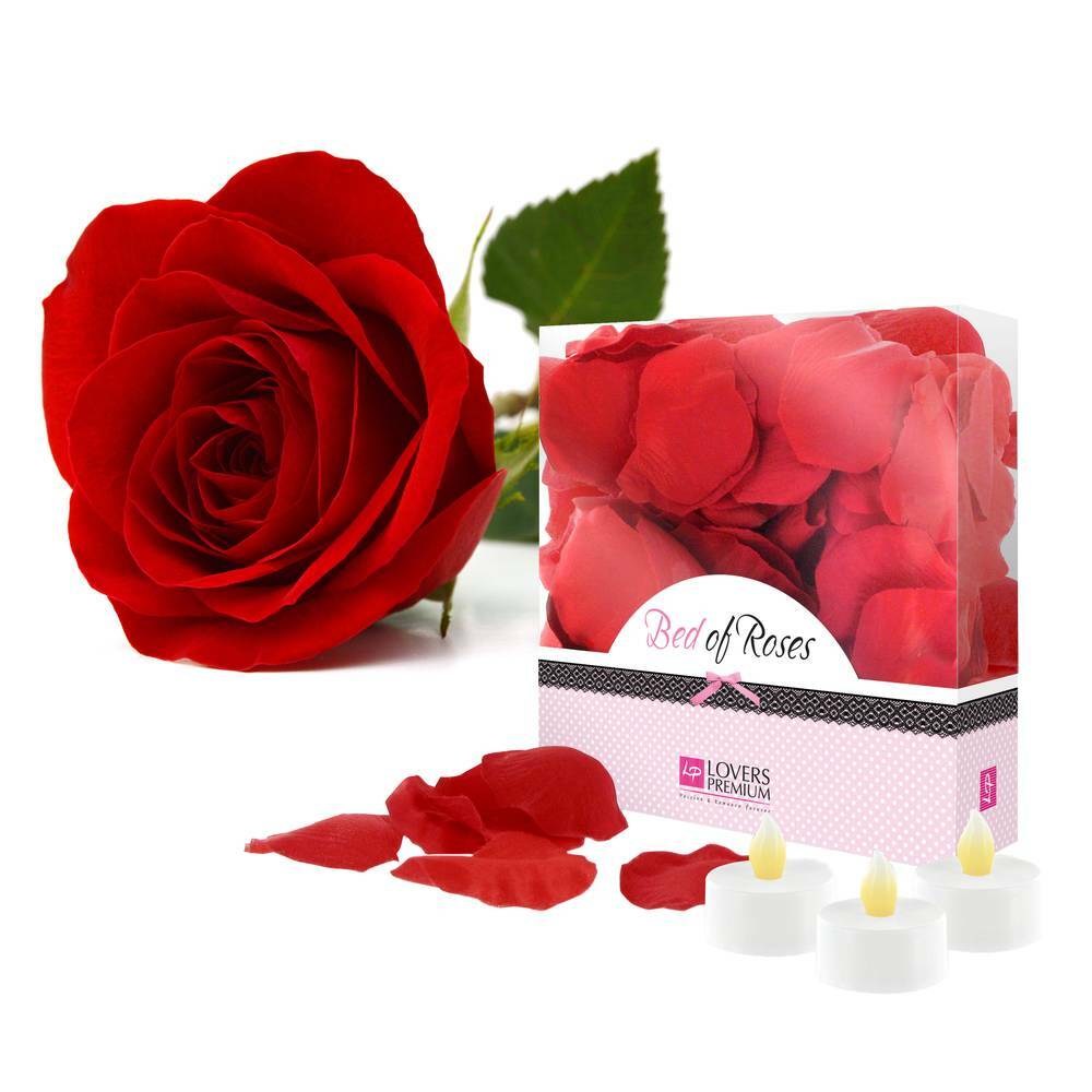 Loverspremium Set - Rote Rosenblüten &Amp; 3 Led-Kerzen, Romantische Deko
