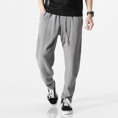 Chinesisch HERREN FREIZEIT LEINEN konisch Hose Locker Harem Hose Kung Fu Joggen - Bild 12 von 12