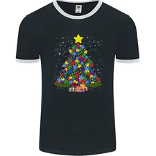 Autism Christmas Tree Autistic Awareness Mens Ringer T-Shirt FotL