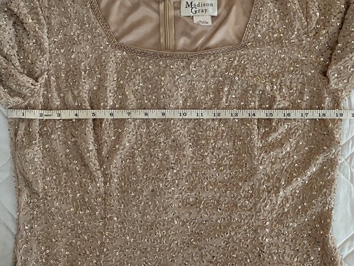 Vintage Women’s Gold Sequin Beaded 100% Silk Blouse Shirt Retro Glam Large - Picture 16 of 23