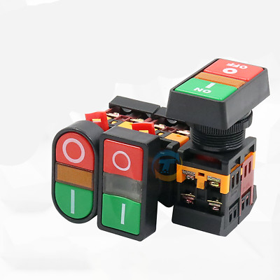 Double Push Button Switch ON OFF Momentary 22mm 30mm START STOP With Light