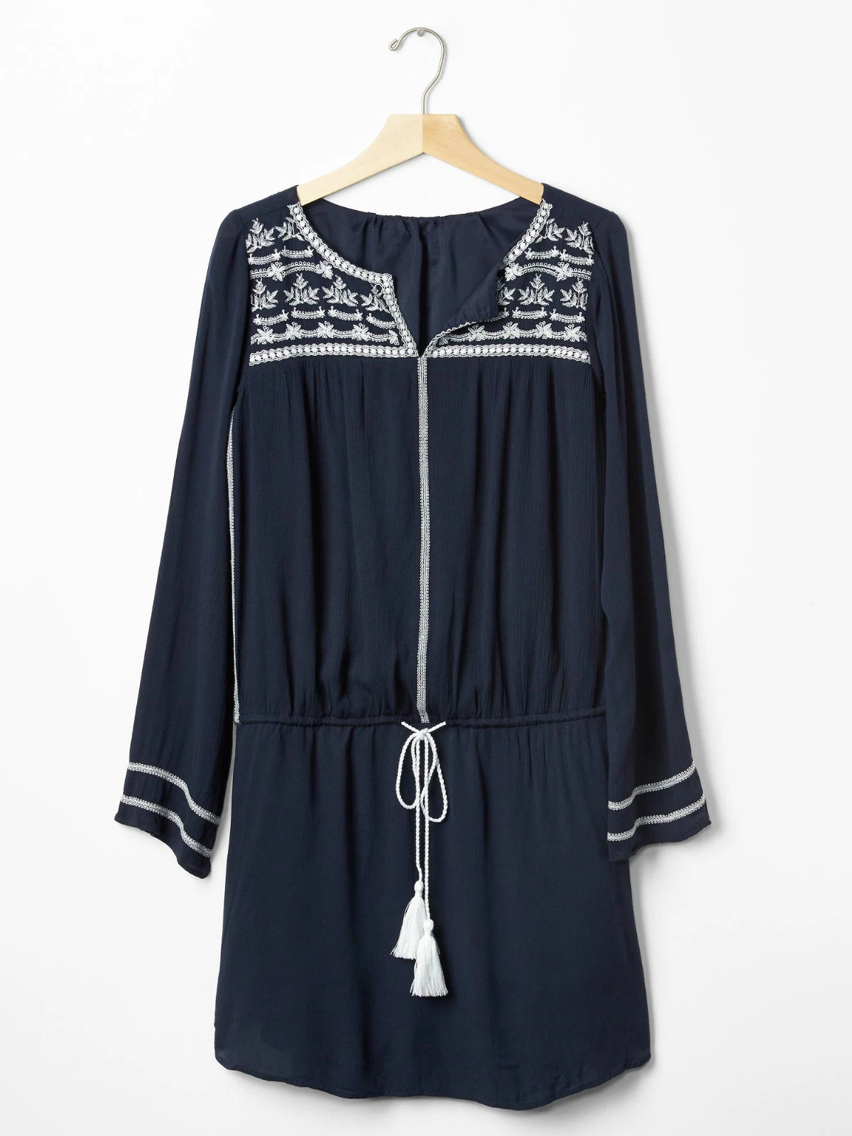 OFF WHITE Abito nuovo senza etichette GAP manica lunga ricamato nuovo bianco sporco TAGLIA S #177969 v922