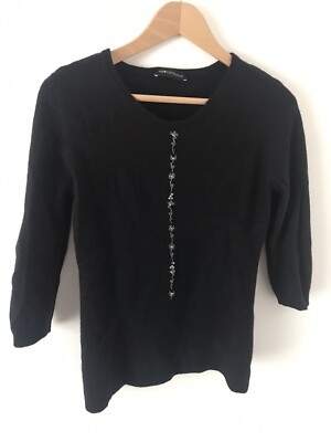 Nice Connection Womens Black Wool Cashmere Jumper Size 8-10 Pre-owned