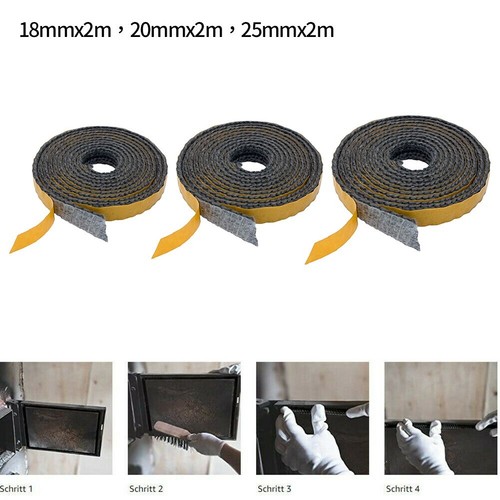 2M Black Flat Stove Rope Adhesive Glass Seal Stove FireRope Fireplace Log Burner