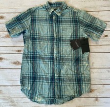 HURLEY ARCHER SHORT SLEEVE BUTTON DOWN PLAID BLUE SHIRT MENS MEDIUM NEW