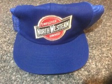 Northwestern Railroad Vintage Mesh Trucker Hat SnapBack Blue Made in USA