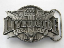 Vintage Live to Ride Harley Davidson Belt Buckle Siskiyou 1994