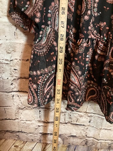 Betsey Johnson Dress Womens 2 Black Paisley Dark Romantic Ruffle Kimono Sleeve - Picture 11 of 15