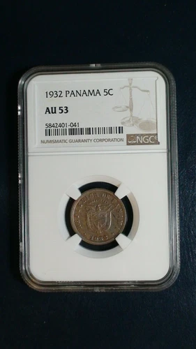 1932 PANAMA FIVE CENTESIMOS NGC AU53 5C Coin PRICED TO SELL RIGHT NOW!