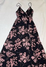 Windsor Black Pink Floral Maxi Dress Sleeveless V-Neck Size M