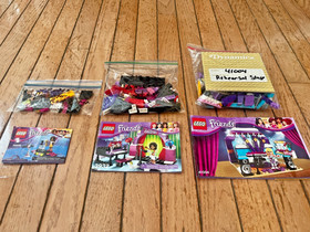 Three Lego Friends: Rehearsal Stage 41004, Andrea's Stage 3932, Red Carpet 30205