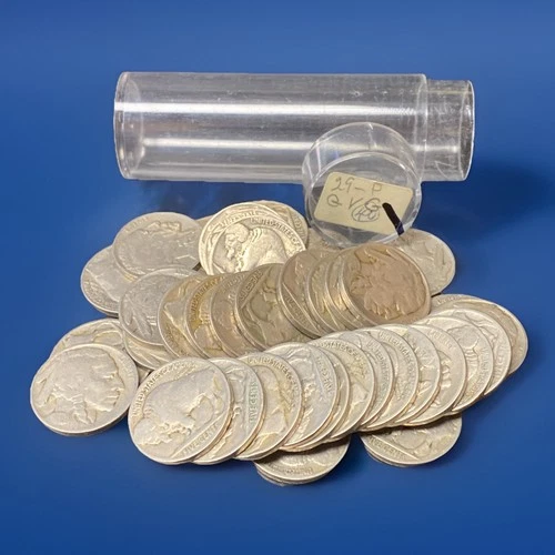 Roll Of 40 1929 Buffalo Nickels Full Date Circulated Philadelphia Mint 5 Cents