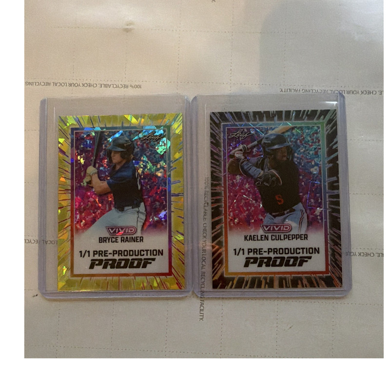 Leaf Vivid 1/1 Pre-Production Proof Baseball Card Lot (2) Bryce Rainer Culpepper