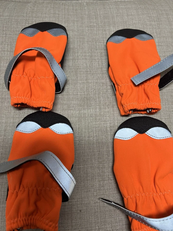 Mascotas Perro Botas Antideslizantes Zapatos Talla 5 Juego de 4 Naranja NUEVO EN PAQUETE Foto 3 de 4