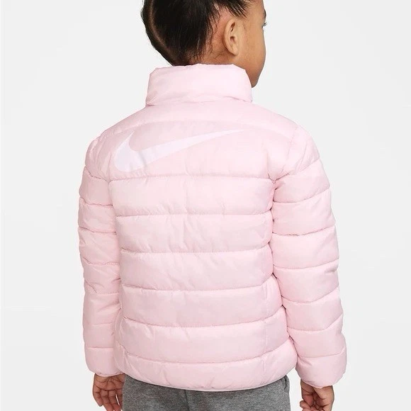 Nike KIDS' GIRLS MID WEIGHT DOWN PUFFER PINK/WHITE TODDLER 4T 5T 6T - Image 4 of 4