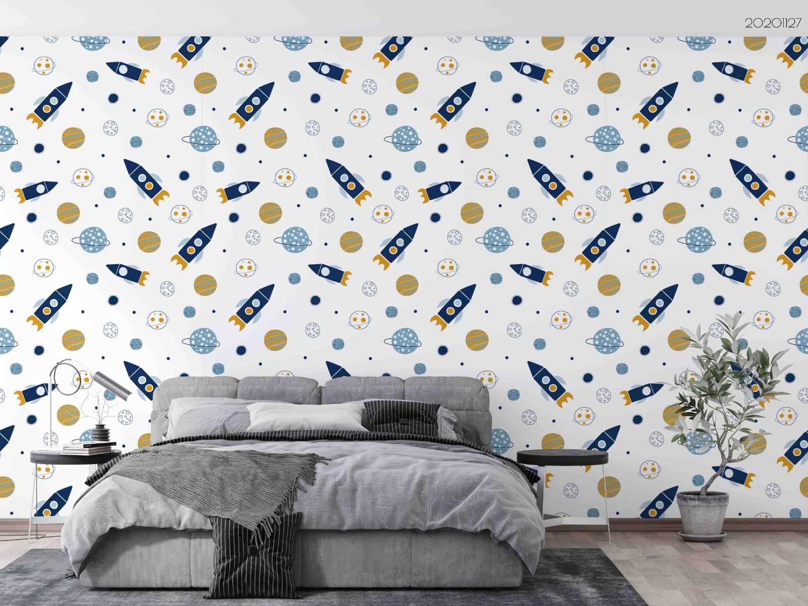 3D Space Rocket Planet Pattern Wall Murals Wallpaper Murals Wall Sticker