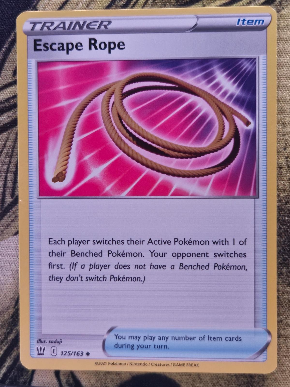 Escape Rope 125/163 Uncommon Battle Styles Pokemon Near Mint