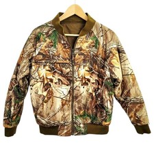 Cabela's Youth Large Brown Realtree Hunting Camouflage Reversible Bomber Jacket