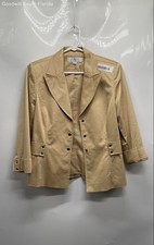 Tahari Womens Brown 3/4 Sleeve Notch Collar Formal 3-Snap Blazer Size 8