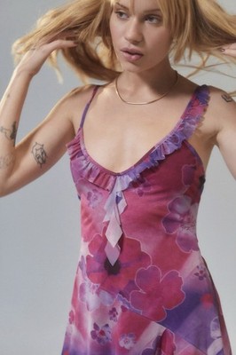 Urban Outfitters UO Priya Mesh Floral Mini Dress Women s NWT
