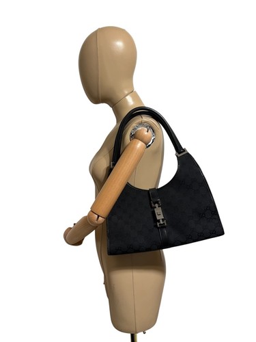 Vtg Gucci by Tom Ford Black GG Monogram Canvas Bag