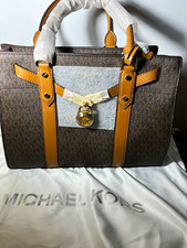 Michael Kors Hamilton Large Satchel Brown Log...
