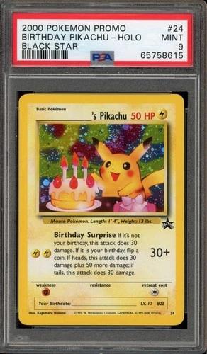 Pokemon Birthday Pikachu Black Star Holo Promo #24 PSA 9 Mint
