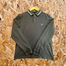 Fred Perry Polo Shirt Men’s L Navy Long Sleeve Slim Fit Twin Tipped