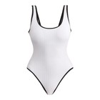 No Boundaries Women's Herringbone Crinkle One Piece Swimsuit, Juniors Sizing